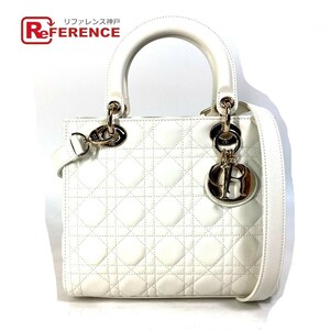 未使用 Dior ディオール M0565ONGE_M030 レディディオール カナージュ ミディアム 2WAY LADY DIOR ハンドバッグ ホワイト【中古】