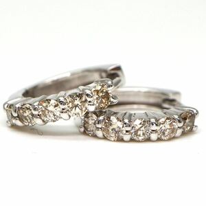 ◆K18 天然ダイヤモンドフープピアス◆M 約1.7g diamond ジュエリー jewelry pierce EA3/EA3