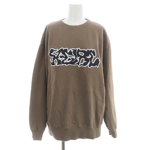 エックスガール x-girl 近年モデル SQUISHY LOGO PATCH CREWNECK SWEAT TOP スウェット トレーナー 長袖 M 茶 /MI ■OS レディース