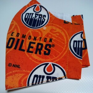 NHL Edmonton Oilers エドモントン オイラーズ ロゴ入りマスクカバーFace Off Mask Cover　カナダ製 Made in Canada オレンジ 