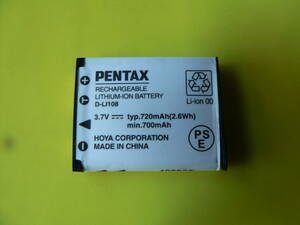 ◆ PENTAX 純正充電池 D-Li108,1枚・立派に使える、美品 ◆,。