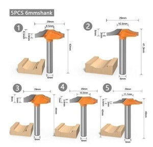 Mz158★お得な5本セット★6ｍｍシャンクルータービット 5本セット★6×29★5サイズ★木工用ルータービット