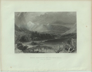 1840年 Bartlett アメリカの風景 鋼版画 ワシントン山 ホワイト・ヒルズ Mount Washington, and the White Hills from near Crawfords