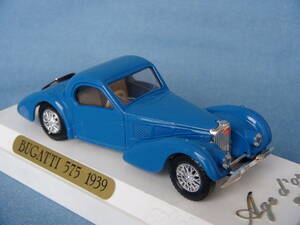 【希少】仏ソリド1/43アジェドールシリーズ・1939年型ブガッティ575クーペ青・美品/オリジナルケース付