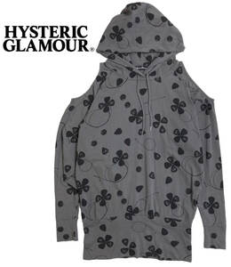 HYSTERIC GLAMOUR ピック クローバー 肩あき パーカー ヒステリックグラマー 0121CF04 総柄