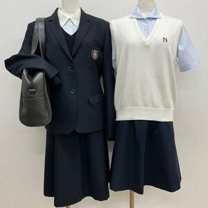 U617/S1136(中古/箱)宮崎県 日南学園中学校・高校 女子制服10点/L/LL/W69/ブレザー/セーター/ベスト/ブラウス/スカート/鞄/靴下/靴/卒業生