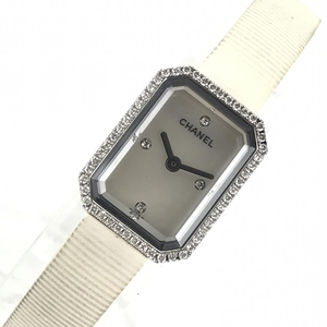 CHANEL シャネル H2433 プルミエール レディース 腕時計 クオーツ シェル文字盤 4Pダイヤ 2針 ダイヤベゼル ラバーベルト 管理YK32020