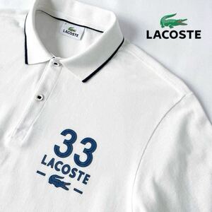 ラコステ LACOSTE コットン ストレッチ ポロシャツ 4 (L) ホワイト ネイビー PH361EL 半袖 シャツ 