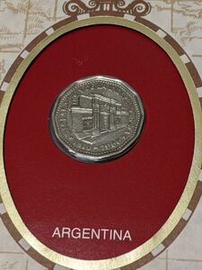 アンティークコイン　アルゼンチン　10ペソ貨幣（建国150年）解説書付きセレクトカバー（1990年ブエノスアイレス消印） ◎同梱可