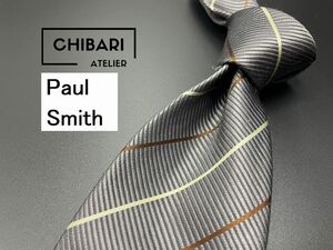 【超美品】PaulSmith　ポールスミス　レジメンタル柄　ネクタイ　3本以上送料無料　グレイ　0404250