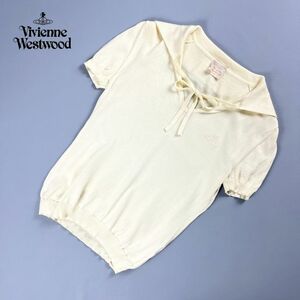 Vivienne Westwood ヴィヴィアン・ウエスト コットン100% 襟付きサマーニットセーター トップス レディース クリーム色 サイズL*NC90