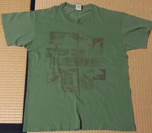 中古！90年代？ハワイで購入、LEVISリーバイス、Mサイズ・モスグリーン半袖Tシャツ（前身頃プリントあり）、USA製、WPL423