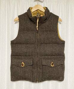 美品☆[JELADO×COLIMBO] 定価50,380 HARRIS TWEED DOWN VEST ウール ダウンベスト M ブラウン JGW-1004 ジェラード コリンボ