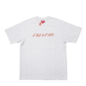 WC062 Supreme シュプリーム 22SS Flames S/S Top フレイム 半袖 Tシャツ Mサイズ グレー 刺繍 ファイヤー ロゴ 未使用 ●60