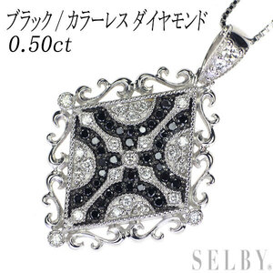 K18WG ブラック/カラーレス ダイヤモンド ペンダントネックレス 0.50ct 出品5週目 SELBY