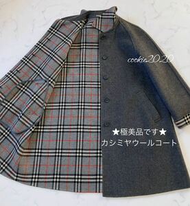 高級【極美品★カシミヤウールコート】BURBERRY、バーバリー、人気デザイン、軽くて暖かい、美ライン、ノバチェック、人気色、M相当