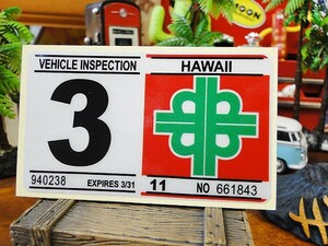 ハワイの車検バンパーステッカー　レプリカ（3月）　アメリカ雑貨 アメリカン雑貨