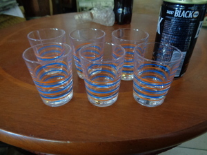 ショットグラス　ぐい飲み　古い　赤青　倹：カガミ、薩摩、江戸、クリスタル、ロック、グラス、切子 各務