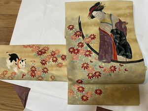 超絶レア！大正ロマン　花魁　舞妓　猫　刺繍帯