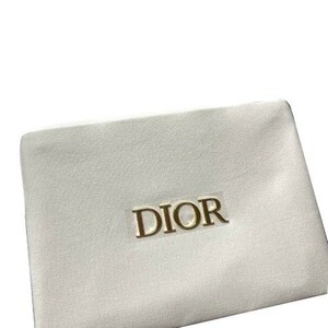 【CU】DIOR　ディオール 　ポーチ　アイボリーホワイト　フラット　DIORゴールドロゴ　布地キャンバスdior-pouch-2023-ivory【新品