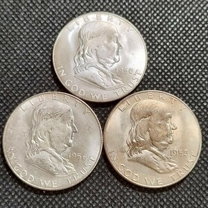 8872　ベンジャミンアメリカ古銭3枚　ハーフダラー　アンティークコレクションコイン