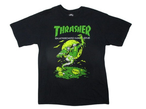 レア☆即決 THRASHER スラッシャー x MxMxM マジカルモッシュミスフィッツ 限定コラボ Tシャツ 黒 SIZE:L.spitfire antihero 