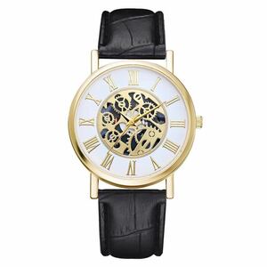 腕時計　時計 ギリシャ文字 レザー　革　アナログ メンズ クォーツ 高品質 レザーベルト ウォッチ　男女兼用　 ブラック