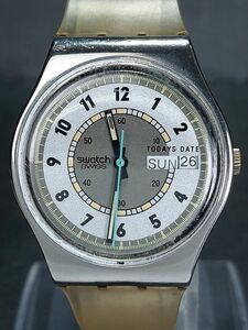 SWATCH スウォッチ GX702 アナログ クォーツ ヴィンテージ 腕時計 ホワイト文字盤 デイデイトカレンダー ラバーベルト 新品電池交換済み