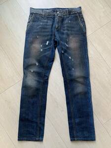 名作/完売 DOLCE&GABBANA “RED RUST DENIM PT” 14GOLD 赤錆デニム パンツ 44 ドルチェ＆ガッバーナ