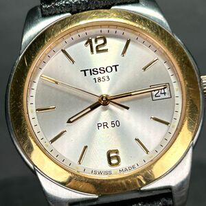 良品 TISSOT ティソ PR50 J376/476K 腕時計 クオーツ アナログ 3針 ヴィンテージ ステンレススチール ゴールド ホワイト文字盤 動作確認済