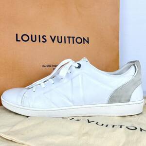 1円 【美品】 LOUIS VUITTON ルイヴィトン 【王者の風格】 メンズ ローカット スニーカー シューズ 靴 LVロゴ レザー ホワイト9 28.0cm相当