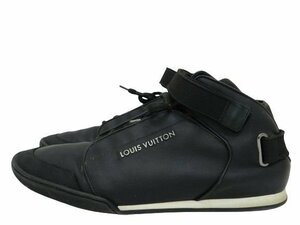 ルイヴィトン スニーカー MS0143 ミッドカット ベルクロ 8.5/27.5cm ブラック 靴 LOUIS VUITTON 中古品[C154U159]