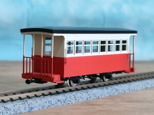 ワールド工芸 尾小屋鉄道 ハフ1 二軸客車 1/87 9mmナローゲージ　真鍮製塗装済み完成品　軽便鉄道