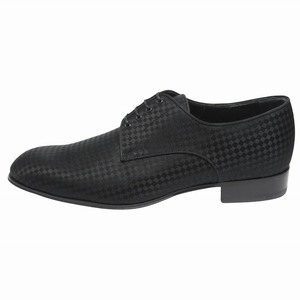 未使用品 ルイヴィトン LOUIS VUITTON シルク フラッグチェック レザー ドレス シューズ ビジネス 革靴 5 （24.5cm） 黒 メンズ ▽２
