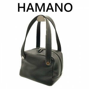HAMANO ハマノ レザー ハンドバッグ トート ブラック系 4012