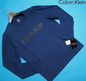 新品正規品 Calvin Klein カルバンクライン コットン100% 天竺 ロングTシャツ US:XL JP:XXL 紺(C3I) NM1958 ラスト