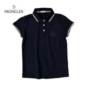 TC605ね＠ MONCLER ポロシャツ トルコ製 半袖 モンクレール レディース Sサイズ相当 ブラック 黒　 0.7