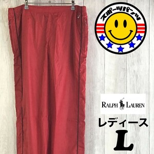 SDN3-657◆ビッグサイズ◆【LAUREN RALPH LAUREN ラルフローレン】ウインドブレーカーパンツ【レディース L】赤 ゴルフ スポーツ テニス