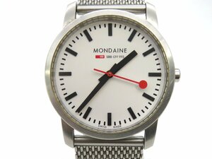 1円◆稼働◆ モンディーン ホワイト クオーツ ユニセックス 腕時計 O321