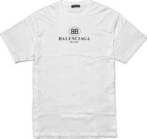 国内正規品 定価9.2万 BALENCIAGA BBロゴプリントオーバーサイズTシャツ XS 白 男女兼用 バレンシアガ