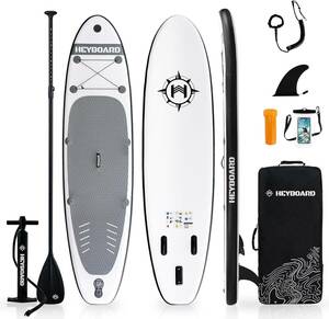 HeyBoard supボード スタンドアップパドルボード インフレータブルサップ パドルボード SUPセット 320cm×81cm×15cm Dリング付き グレー