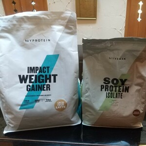 MY PROTEIN IMPACT　インパクト　WEIGHT GAINER アイスラテ　2.5kg　& 　MYVEGAN ヴィーガン　ソイ プロティン　1kg　2個セット　マイプロ