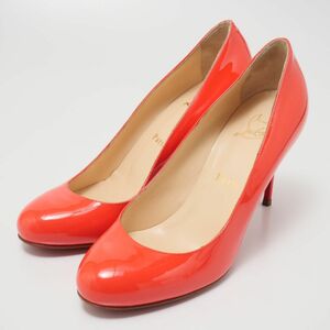 GP8461▽クリスチャンルブタン Christian Louboutin*パテントレザー*パンプス*37(23cm相当)*靴*オレンジ系*イタリア製