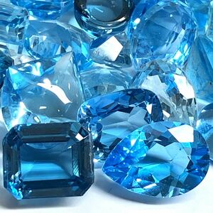 ［天然ブルートパーズおまとめ 200ct］M ルース 裸石 宝石 ジュエリー jewelry blue topaz DI0 ②