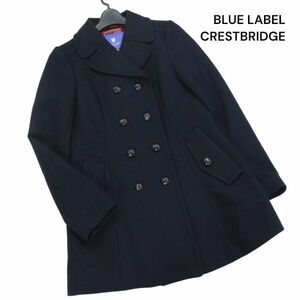 BLUE LABEL CRESTBRIDGE ブルーレーベル クレストブリッジ 秋冬♪ メルトン ウール Pコート Sz.38　レディース ネイビー　K3T01103_B#N