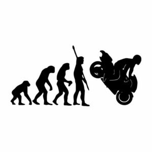 スーパースポーツバイク　オートバイ　人類の進化　人類進化論　自動車　ボディ　ウィンドウ　クーラーボックス　貼り付け　ステッカーN