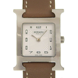 エルメス HERMES Hウォッチ レディース クォーツ 腕時計 SS/革 ホワイト文字盤 HH1.210 中古 新入荷 HE0868