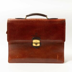 LOMBARD ST CLUB MARUEM マルエム ビジネスバッグ ダレスバッグ ブラウン 茶 ゴールド レザー 本革 メンズ 仕事 シンプル bag 紳士鞄