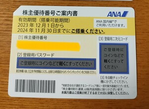 スピード対応可能 ANA株主優待券 1枚 有効期日2024年11月30日まで 航空券割引 チケット 全日空