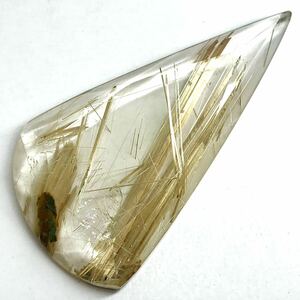 60ctUP!!(天然ルチレィテッドクォーツ60.535ct)m 約56.0×29.2mm ルース 裸石 rutilequartz ルチル ソーティング付 宝石 ジュエリー i